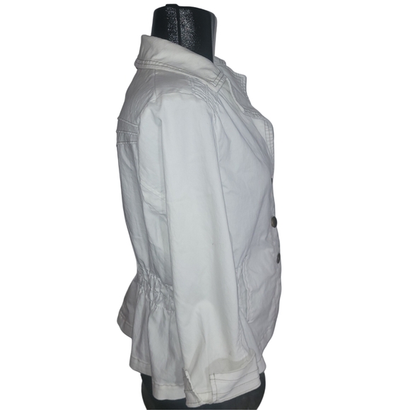 Joan Rivers White Button Front Light Cotton Blend Jacket M - Picture 3 of 6